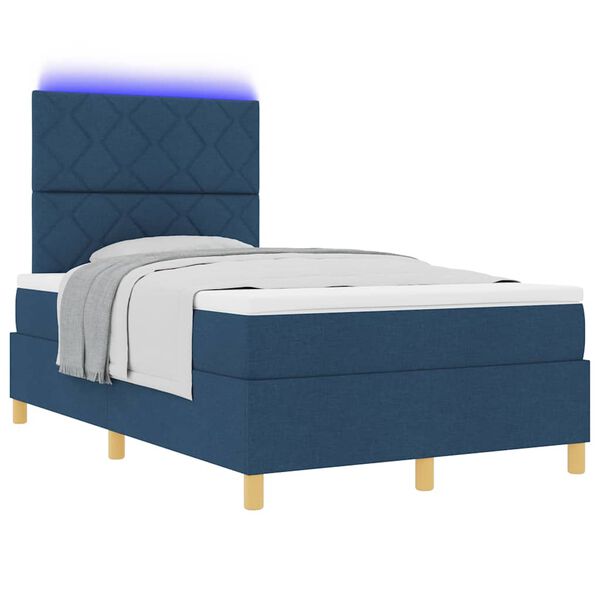 vidaXL Letto a Sorgente LED con materasso Blu 120 x 200 cm Tessuto
