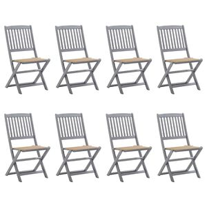vidaXL Sedie da Giardino Pieghevoli 8 pz con Cuscini Massello Acacia