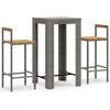 vidaXL Set Bar Giardino 3pz Grigio Polyrattan e Legno Massello Acacia