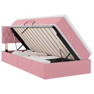 vidaXL Letto con contenitore LED e materasso Rosa 90 x 190 cm Velluto