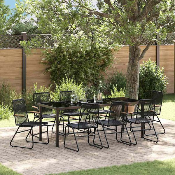 vidaXL Set da Pranzo per Giardino 9 pcs Nero