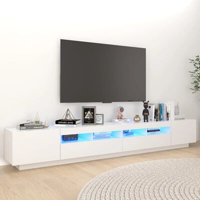 vidaXL Mobile Porta TV con Luci LED Bianco 260x35x40 cm