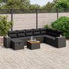 vidaXL Set Divani da Giardino 9 pz con Cuscini Nero in Polyrattan