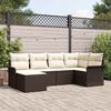 vidaXL Set Divano da Giardino con cuscino 6 pcs Marrone polyrattan