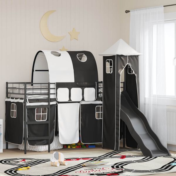 vidaXL Struttura del letto loft per bambini Nero 100 x 190 cm Metallo