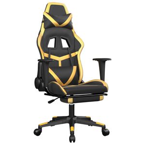 vidaXL Sedia da Gaming con Poggiapiedi Nero e Oro in Similpelle