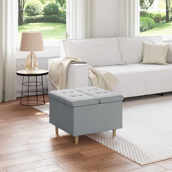 vidaXL Pouf contenitore Grigio chiaro 60 x 60 x 45 cm Tessuto