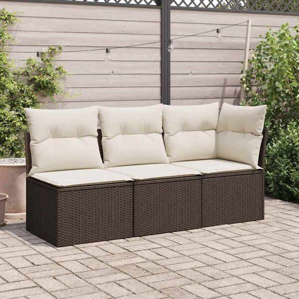 vidaXL Sedia Giardino Senza Braccioli con Cuscini Polyrattan Marrone
