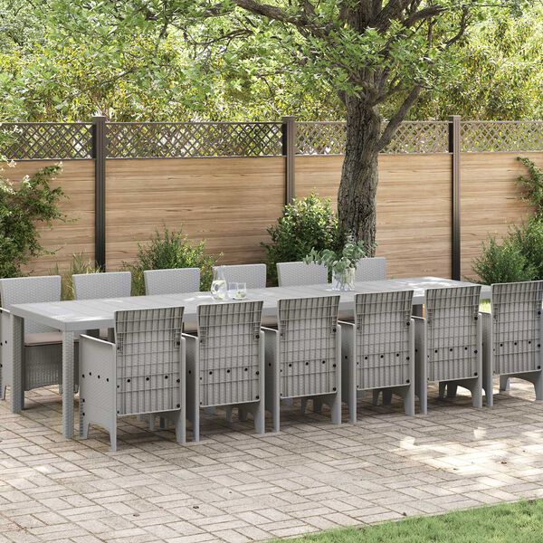 vidaXL Set da Pranzo per Giardino 13 pcs Grigio chiaro Rattan Polt