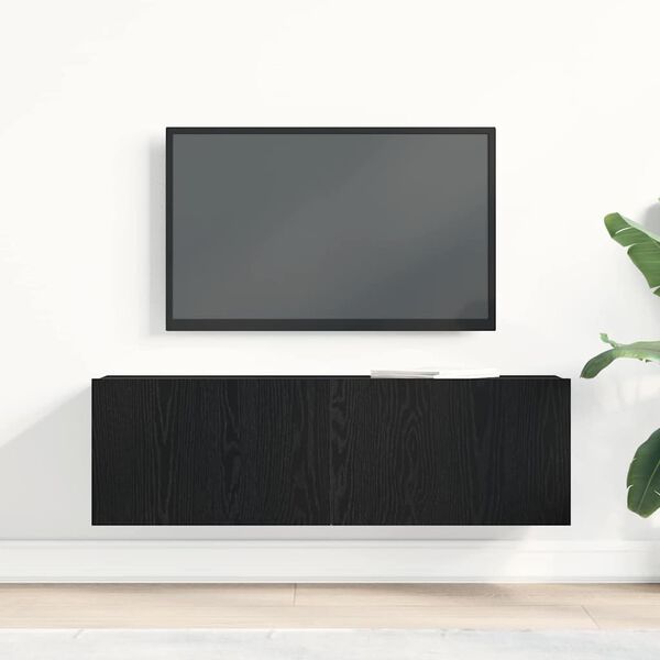 vidaXL Mobile TV Rovere Nero 100 x 30 x 30 cm Legno multistrato