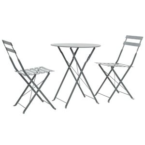 vidaXL Set da Bistrot 3 pz in Acciaio Grigio