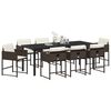 vidaXL Set da Pranzo per Giardino 9 pcs Marrone polyrattan