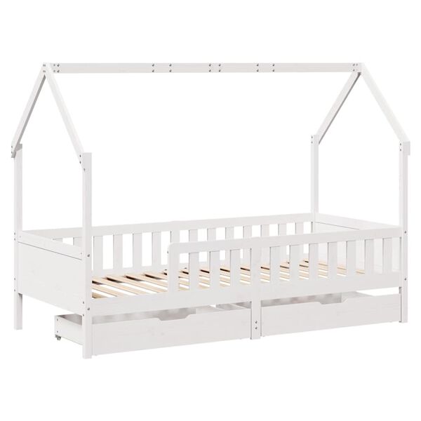 vidaXL Giroletto per Bambini con Cassetti 90x190cm Legno Massello Pino