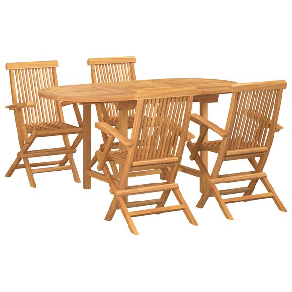 vidaXL Set da Pranzo per Giardino 5 pcs Marrone Legno di teak solido