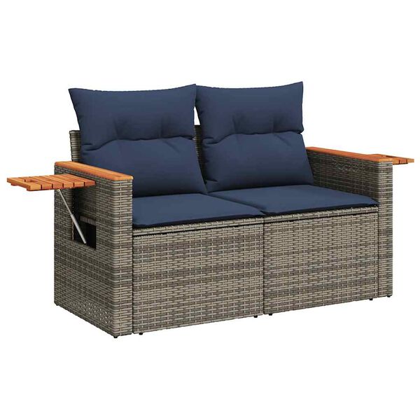 vidaXL Set Divani da Giardino 6 pz con Cuscini Grigio in Polyrattan