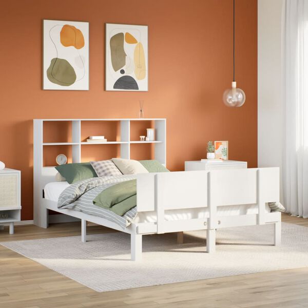 vidaXL Letto Libreria senza Materasso Bianco 160x200 cm Legno di Pino