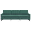 vidaXL Divano a 3 Posti Verde Scuro 210 cm in Velluto