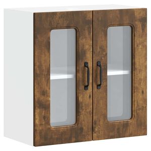 vidaXL Pensile da Cucina con Porta in Vetro Kalmar Rovere Fumo