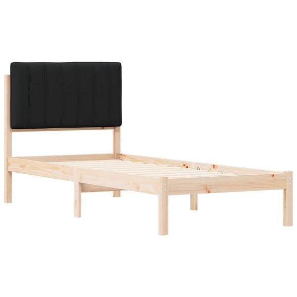 vidaXL Letto con Testiera Rivestita Nero 75 x 190 cm Pino massello