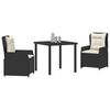 vidaXL Set da Pranzo per Giardino 3 pcs Nero polyrattan