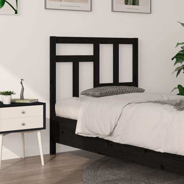 vidaXL Testiera per Letto Nera 95,5x4x100 cm in Legno Massello di Pino