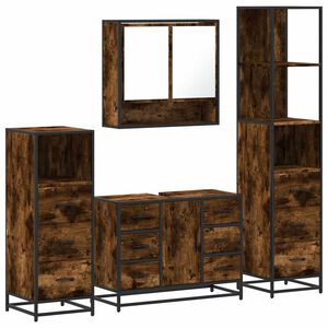 vidaXL Set Mobili da Bagno 4 pz Rovere Fumo in Legno Multistrato