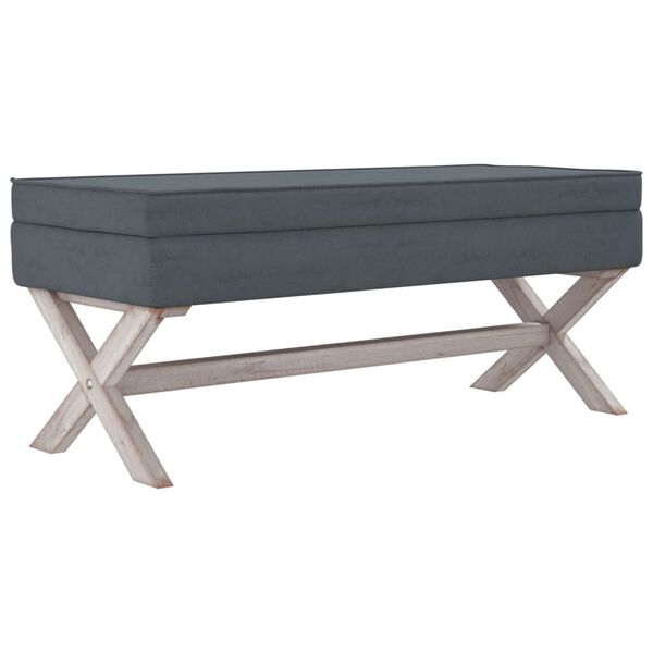 vidaXL Sgabello Portaoggetti Grigio Scuro 110x45x49 cm in Velluto