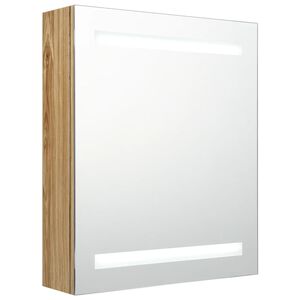 vidaXL Armadietto Bagno con Specchio e LED Rovere 50x14x60 cm