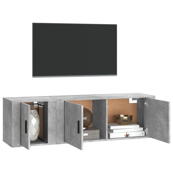 vidaXL Set di Mobili Porta TV 2 pz Grigio Cemento in Legno Multistrato