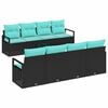 vidaXL Set di divani 7 pz 6-Numero di posti Nero e azzurro polyrattan