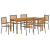 vidaXL Set da Pranzo per Giardino 7 pz Grigio Legno di Acacia Massello