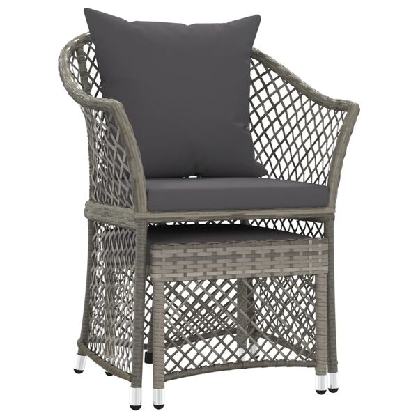 vidaXL Set di Divani da Giardino 2 pz con Cuscini in Polyrattan Grigio