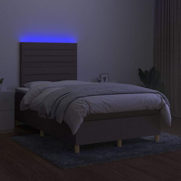 vidaXL Letto a Molle con Materasso e LED Tortora 120x190 cm in Tessuto