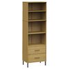 vidaXL Libreria con 2 Cassetti Marrone 60x35x180cm Legno Massello OSLO