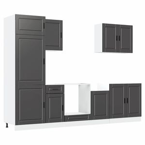 vidaXL Set Mobili da Cucina 7 pz Porto Neri Legno Multistrato