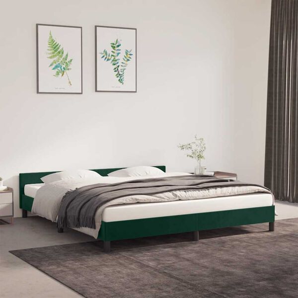 vidaXL Giroletto senza Materasso Verde Scuro 180x200 cm in Velluto