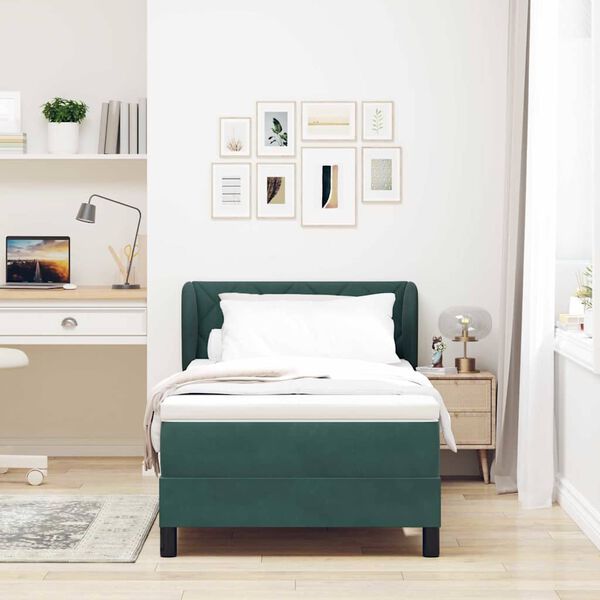 vidaXL Letto a molle con materasso Verde scuro 90 x 190 cm Velluto