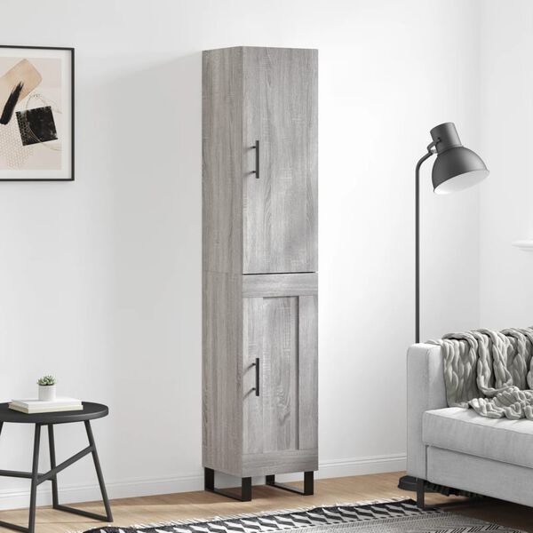 vidaXL Credenza Grigio Sonoma 34,5x34x180 cm in Legno Multistrato