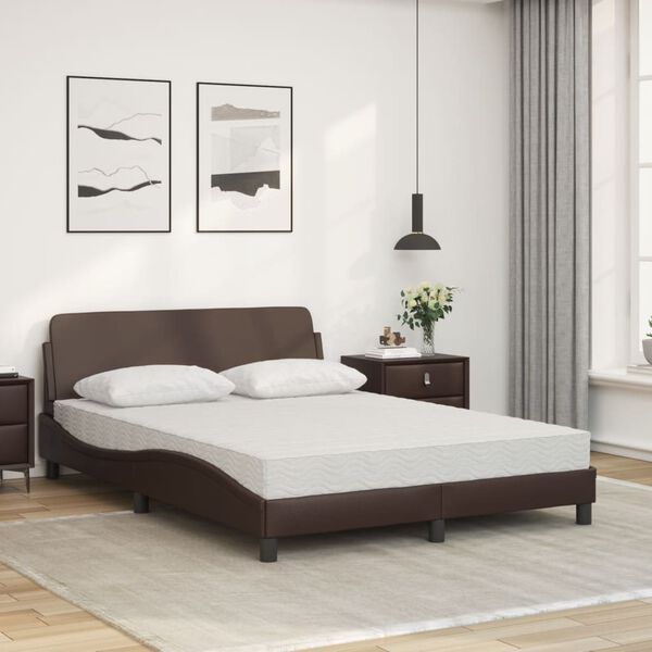 vidaXL Letto con Materasso Dover Marrone 140x190cm in Similpelle