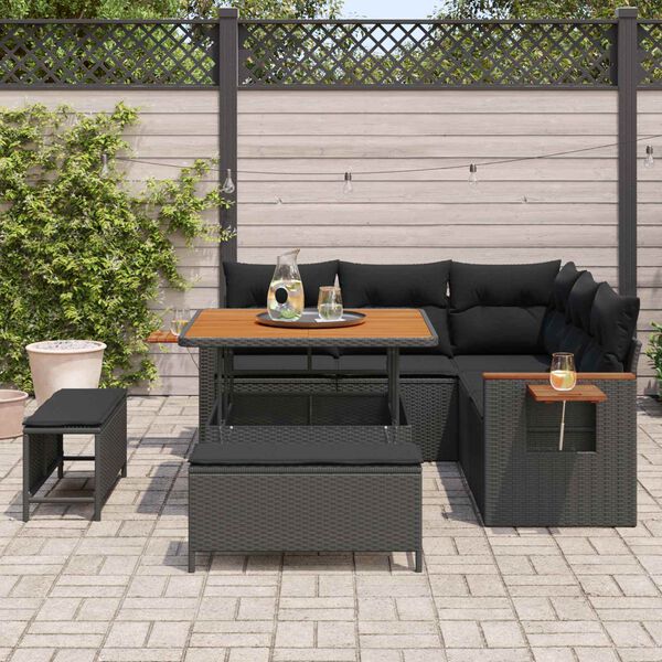 vidaXL Set Divano da Giardino con cuscino 8 pcs Nero