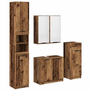 vidaXL Set di mobili per il bagno 4 pz Legno vecchio