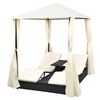 vidaXL Lettino Prendisole Doppio con Tende in Polyrattan Nero