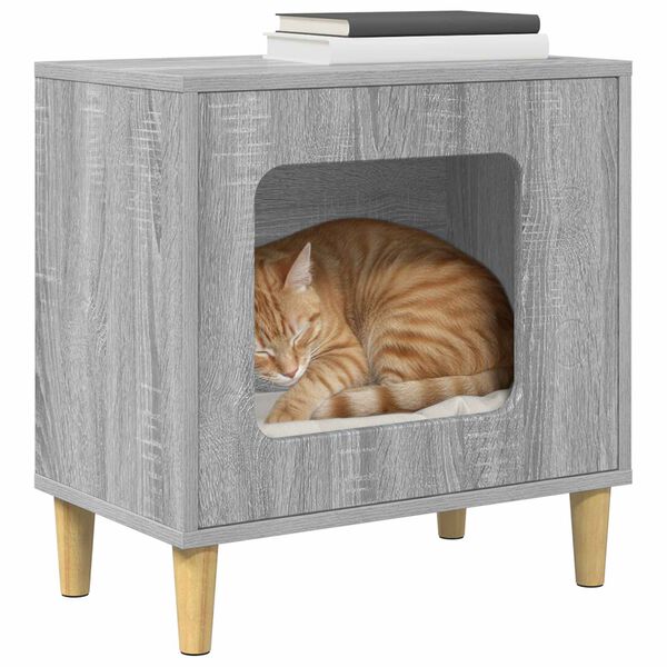 vidaXL Casa per Gatti Grigio Sonoma 51 x 30 x 52 cm Legno multistrato