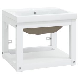 vidaXL Telaio per Lavabo da Bagno con Lavabo Integrato Bianco in Ferro