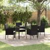 vidaXL Set da Pranzo per Giardino con cuscino 5 pcs Nero polyrattan