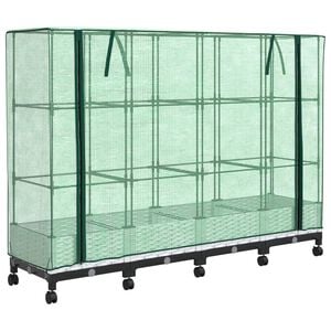 vidaXL Vaso da Giardino con Copertura per Serra e Ruote 4 pz Bianco PP