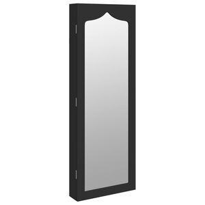 vidaXL Armadio Portagioie con Specchio a Muro Nero 37,5x10x106 cm