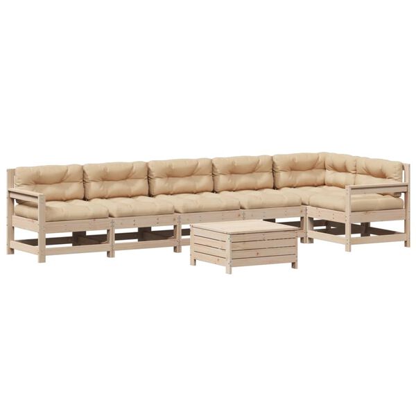 vidaXL Set Salotto Giardino 7 pz Cuscini Antracite Legno Massello Pino