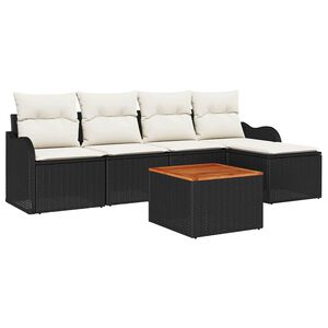 vidaXL Set Divano da Giardino 6 pz Nero polyrattan