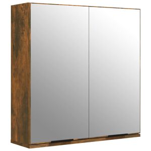 vidaXL Armadietto a Specchio da Bagno Rovere Fumo 64x20x67 cm